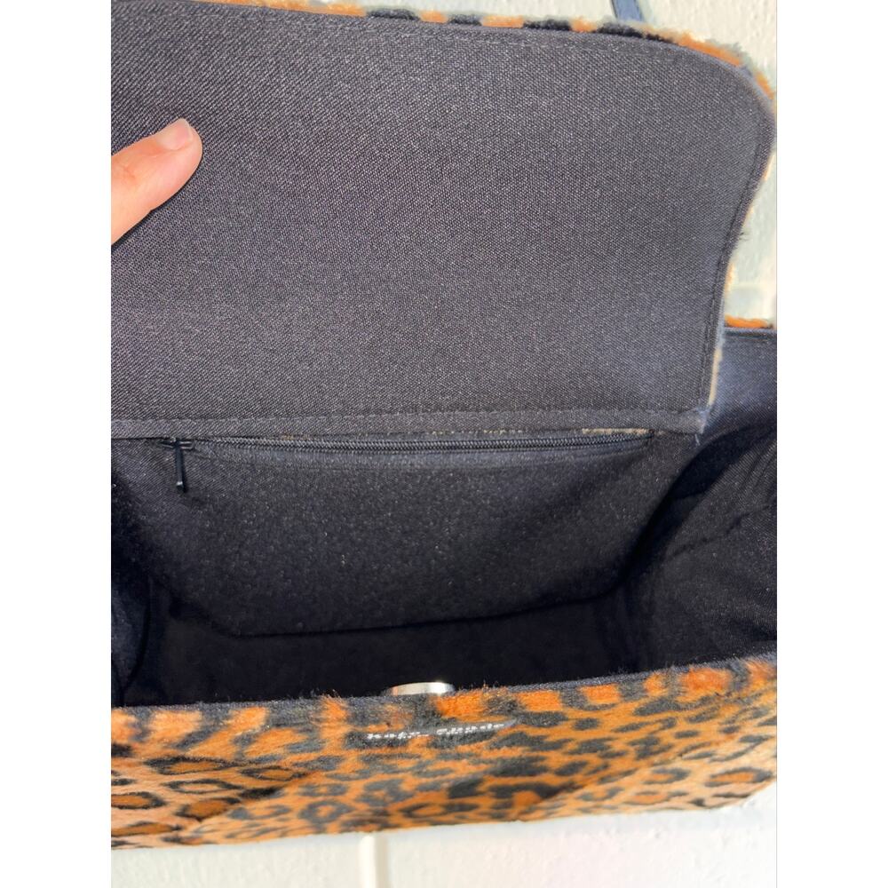 Kate Spade 90s Vintage Leopard Print Purse Fuzzy Double Handle - Picture 8 of 8